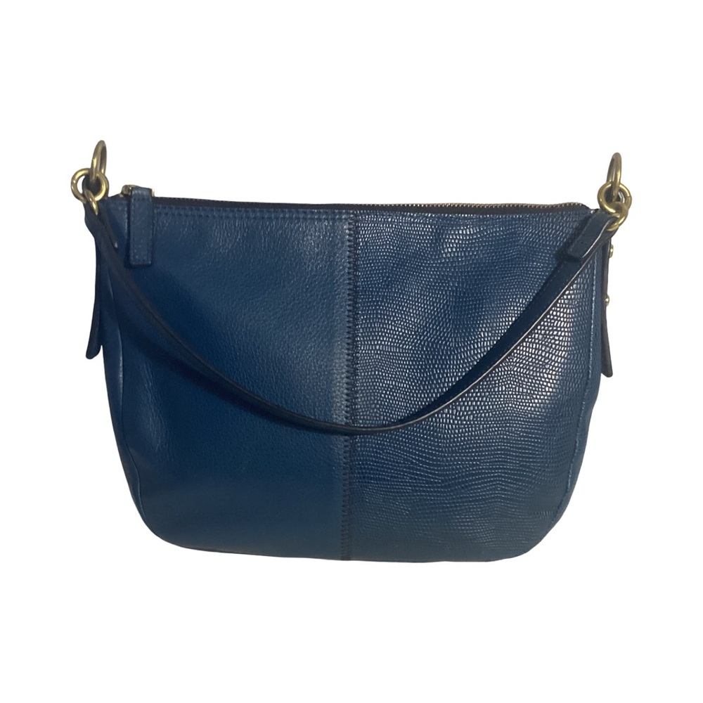 Fossil Navy Blue Snake Embossed Leather Shoulder Bag EUC